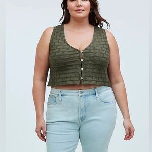 Madewell Basketweave-Stitch Vest in Capers Size: XXS, NWT
